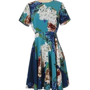 Anthropologie Corey Lynn Calter Paeonia Teal Blue Floral Dress 4